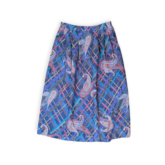DVF Diane Von Furstenberg whimsical paisley plaid pleated midi skirt 10 - Picture 1 of 11
